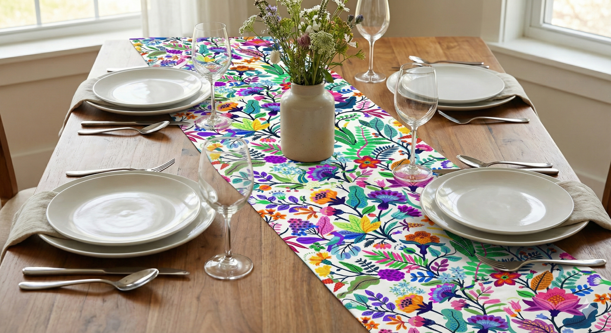 ראנר לשולחן דגם פרחים צבעוני 2