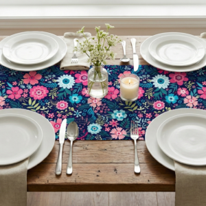 ראנר לשולחן דגם פרחים סגול