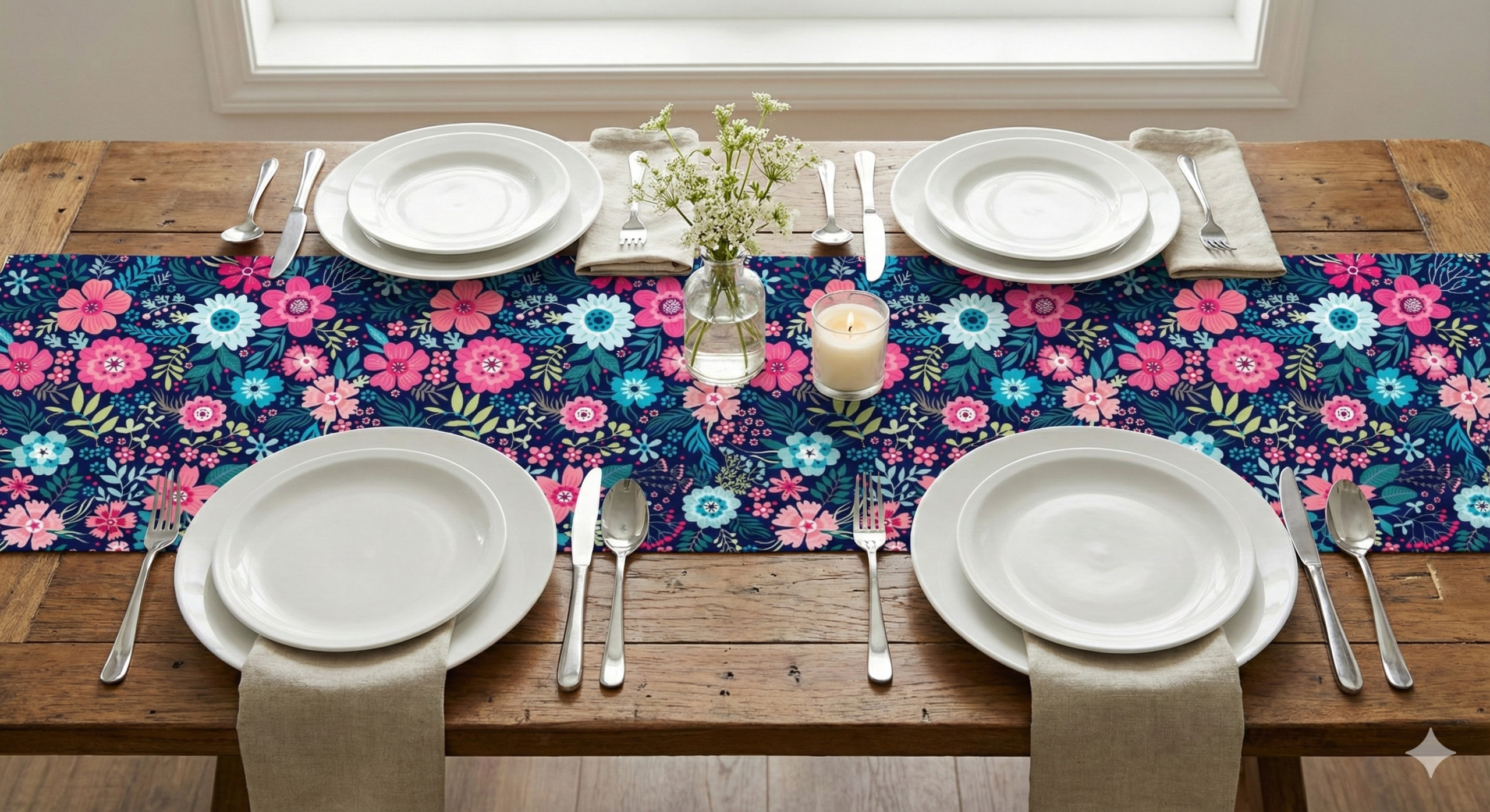 ראנר לשולחן דגם פרחים סגול