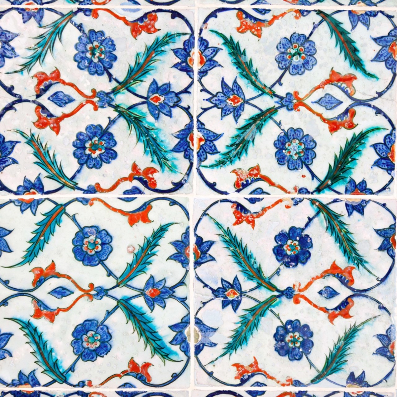 שטיח ויניל דגם פרחים כחולים 60X120