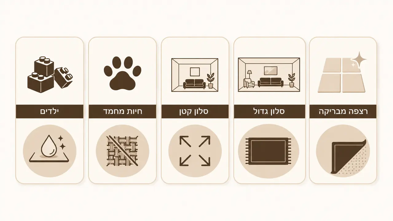 השוואה מהירה בין סוגי שטיחים לפי צורך