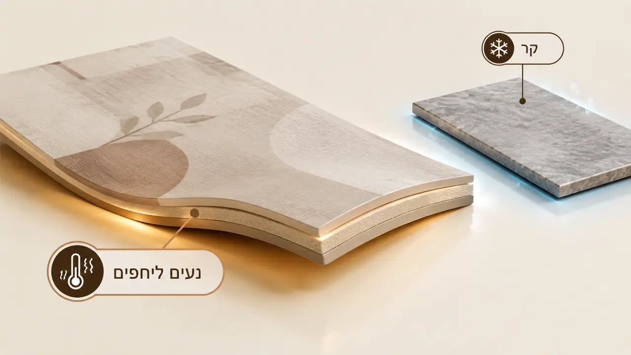 תחושת הליכה על שטיח PVC בסלון