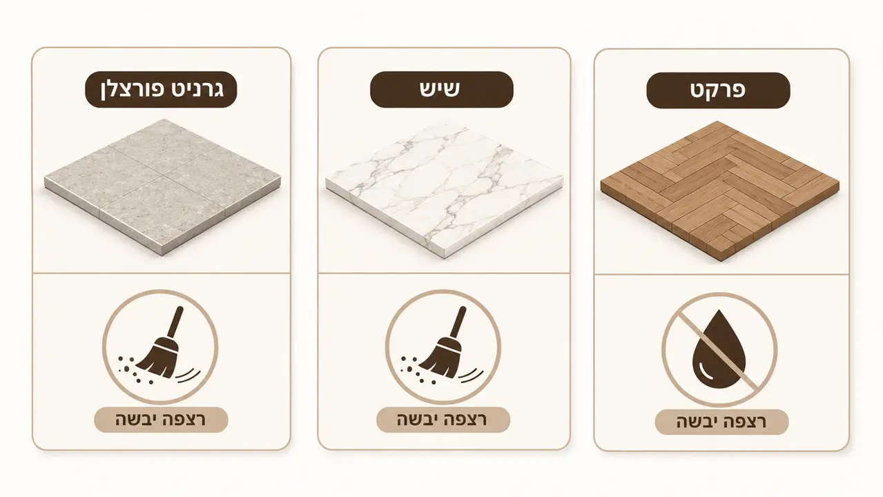 שטיח PVC על פרקט עץ ועל ריצוף שיש