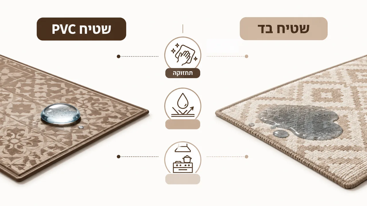 ההבדל בין שטיח PVC למטבח לבין שטיח בד מסורתי