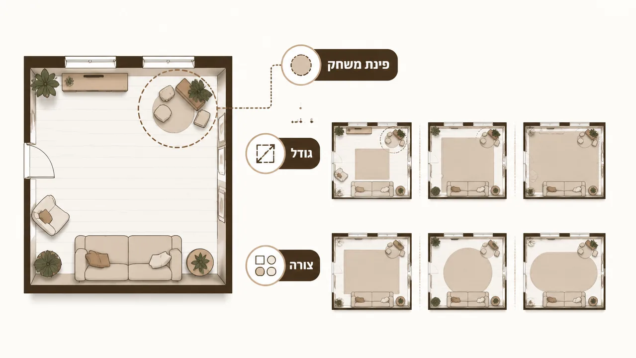 גודל וצורה נכונים של שטיח לחדר ילדים