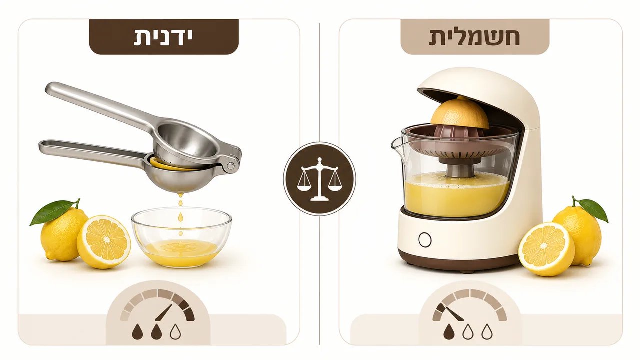 מסחטת לימון ידנית מול מסחטת לימון חשמלית