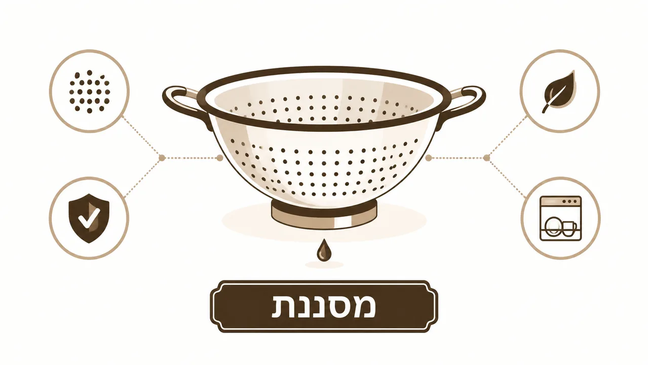מסננת נירוסטה במטבח ביתי
