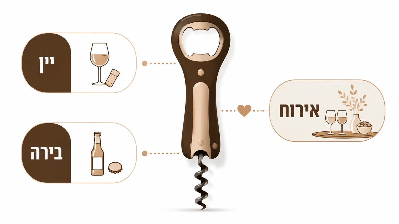 פותחן יין בירה משולב לאירוח קל ומהיר