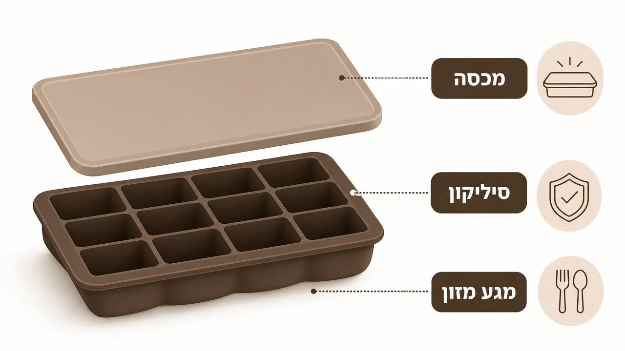 מהו מגש קרח מסיליקון עם מכסה