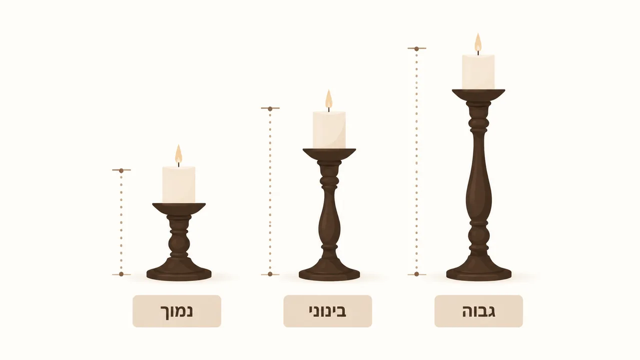 השוואת גבהים של פמוטי זכוכית על שולחן אוכל