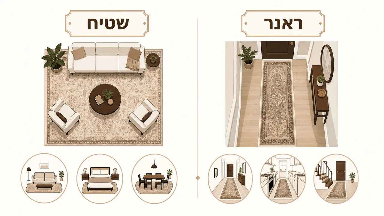 טבלת השוואה בין שטיח לראנר לשולחן מסדרת הפולניה