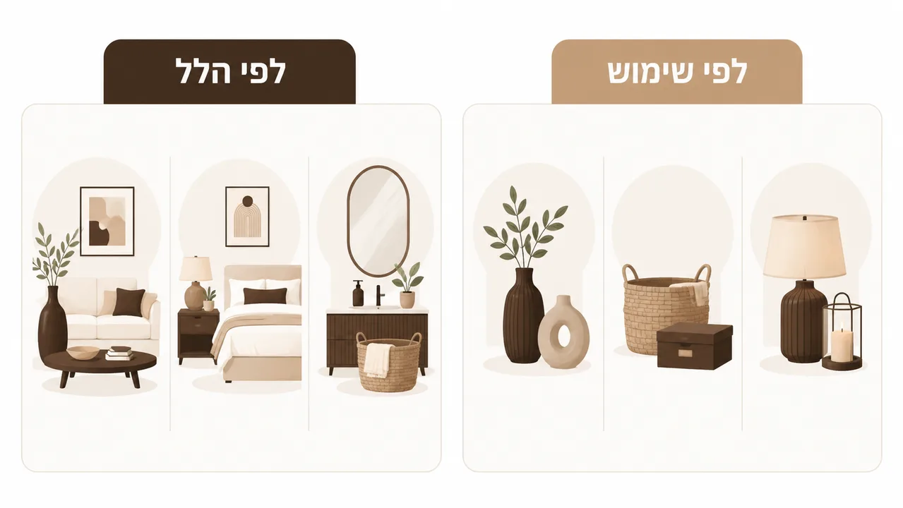 השוואה מהירה בין אביזרים לפי חלל ושימוש