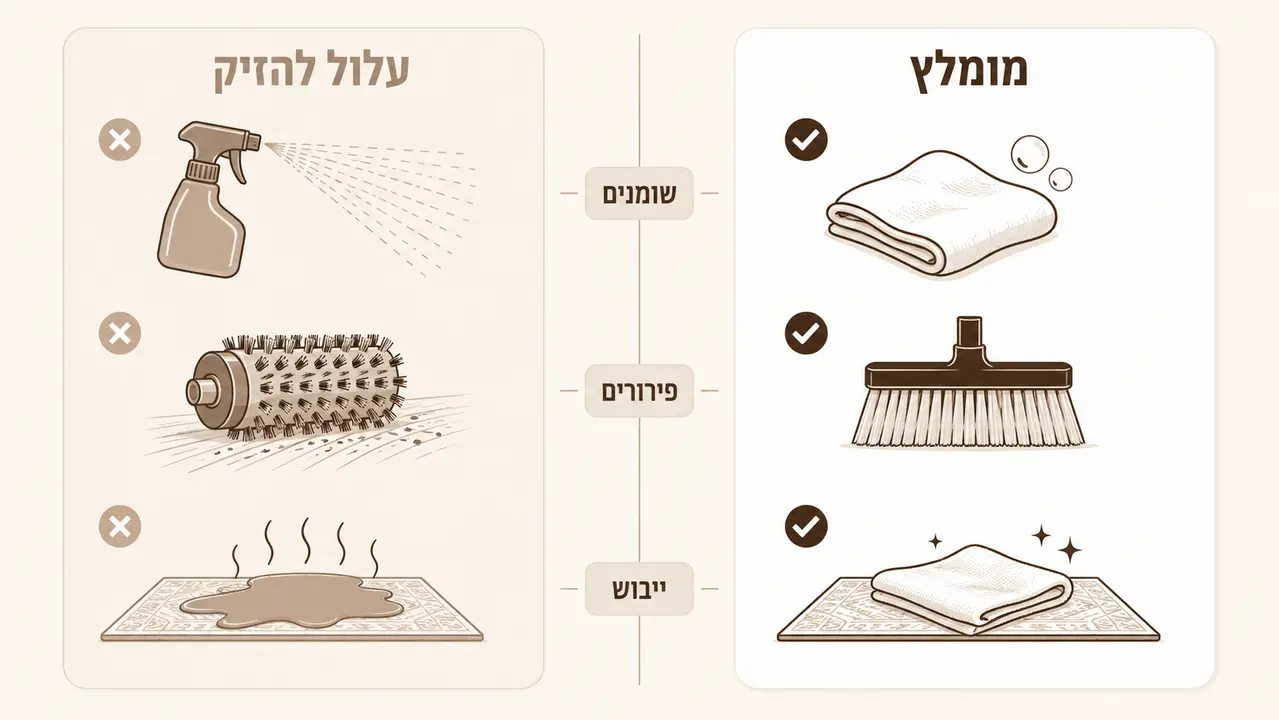 טבלת עבודה מהירה מה כן ומה עלול להזיק לשטיח פי וי סי