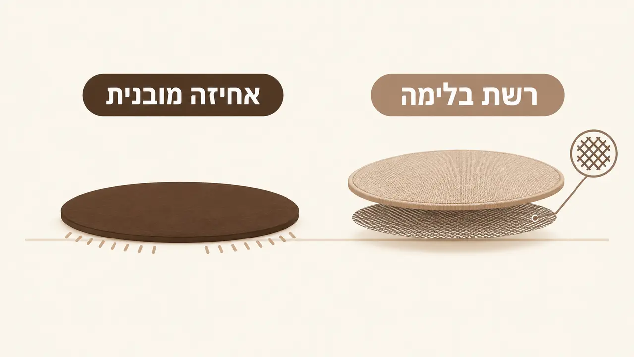 מניעת החלקה של שטיח עגול על הרצפה