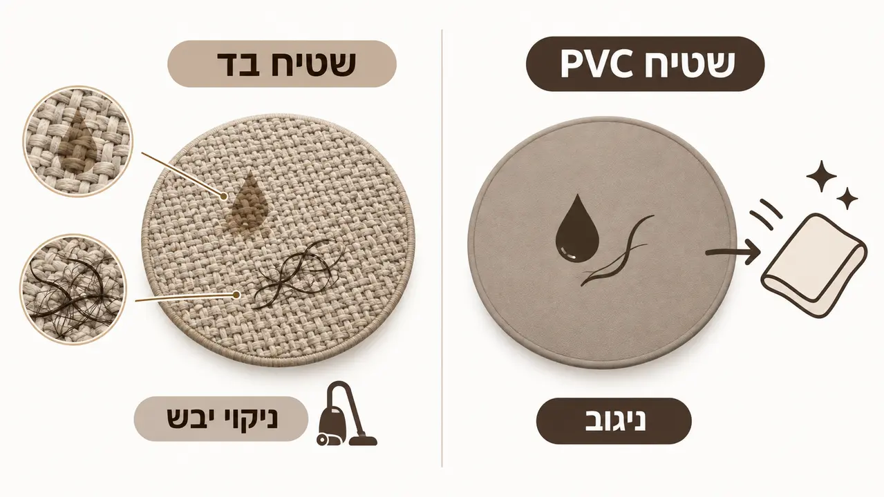 שטיח עגול PVC בבית עם ילדים וחיות מחמד