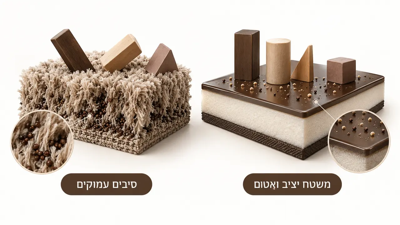 בטיחות שטיחי סיבים ושאגי לתינוקות ופעוטות