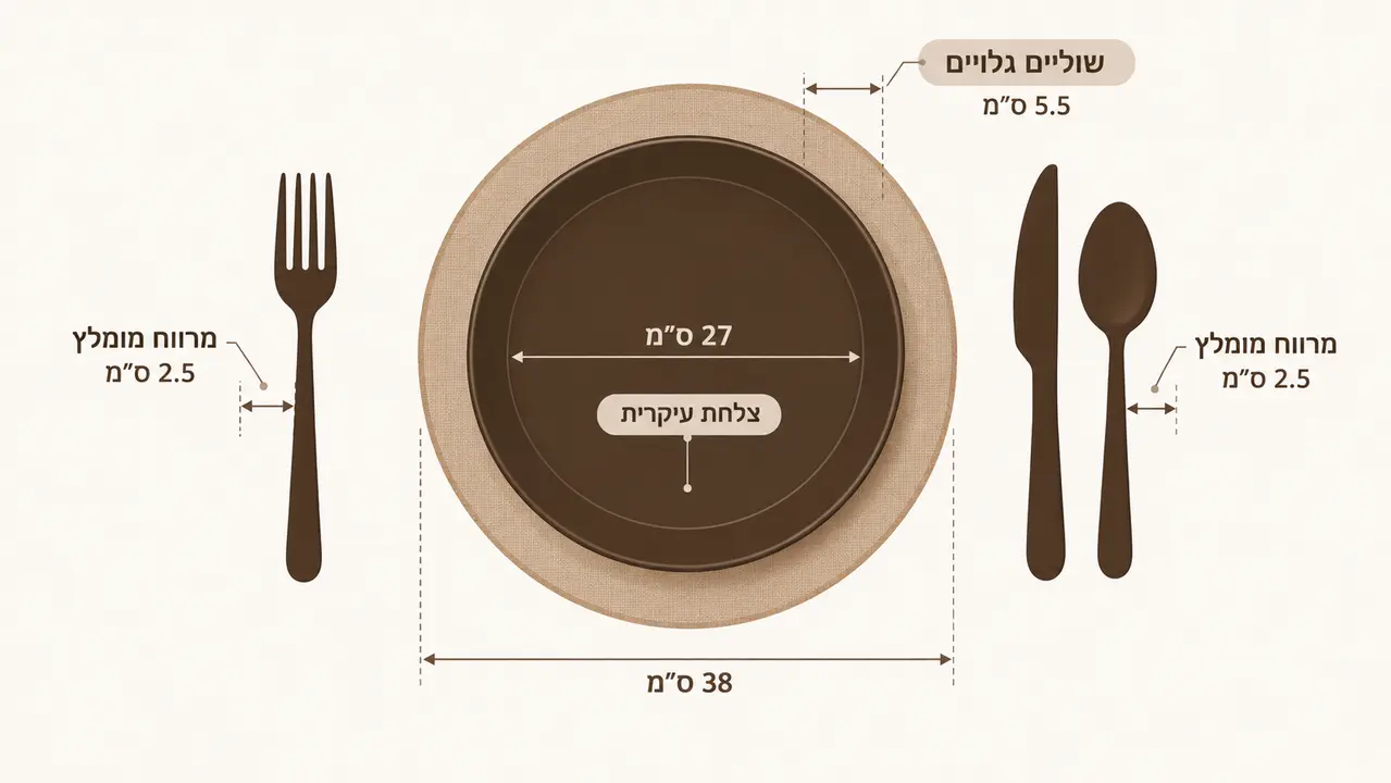 פלייסמט עגול ביחס לצלחת ולסכום