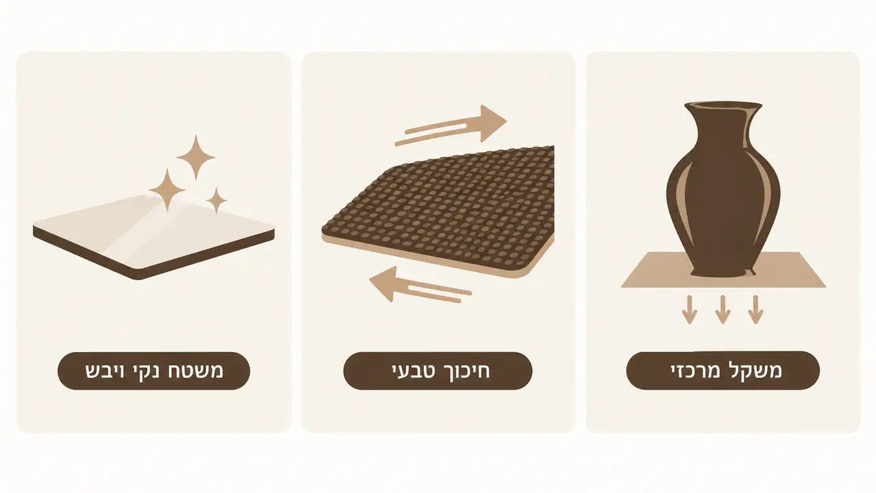 מניעת החלקה של ראנר PVC על שולחנות חלקים