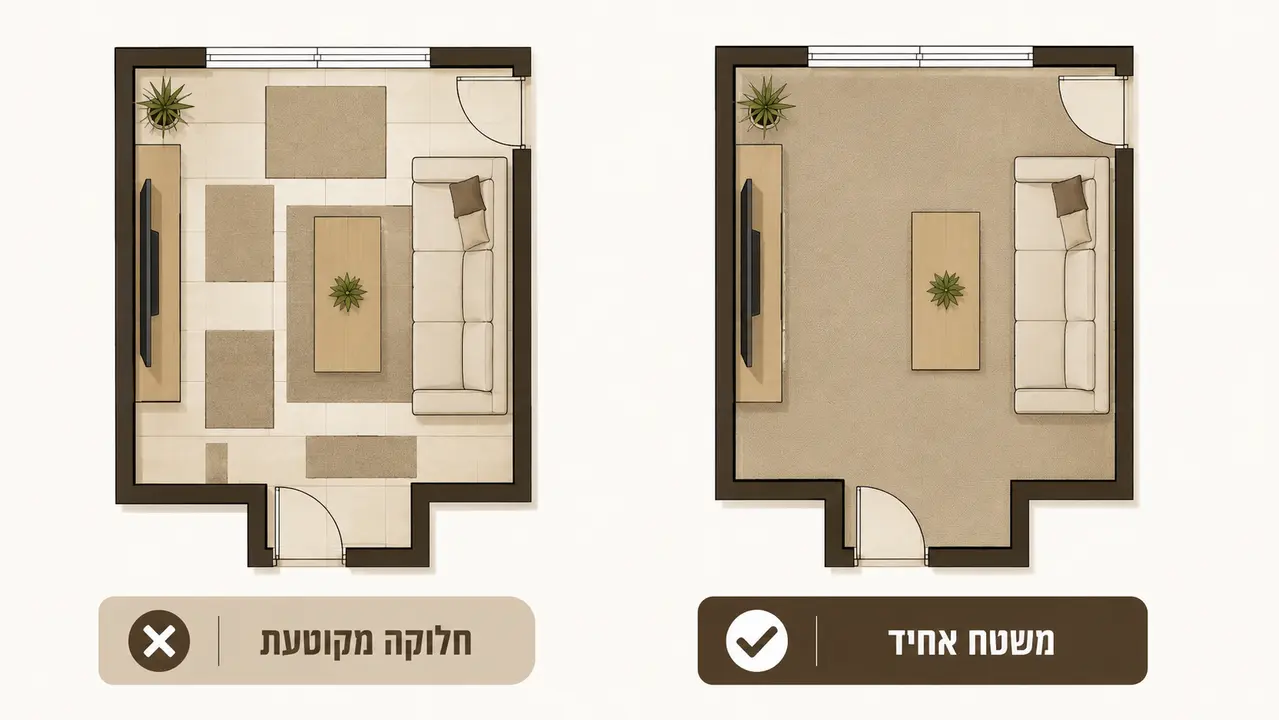 שטיח גדול בחדר ילדים קטן