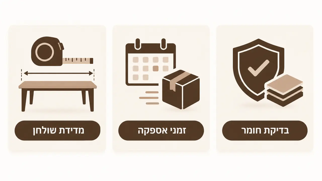 מדידת שולחן האוכל לפני רכישת ראנר ברשת
